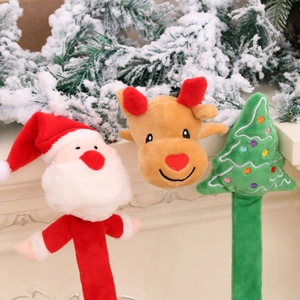 Christmas plush snap bracelets featuring Santa, reindeer and tree for festive party favors