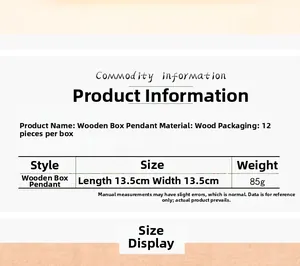 Detailed size chart for Christmas wooden hanging ornaments showing 13.5cm dimensions