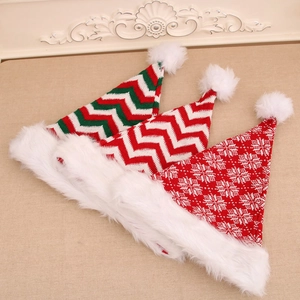 Knitted Christmas hat set with snowflake patterns and plush pom-poms for festive parties
