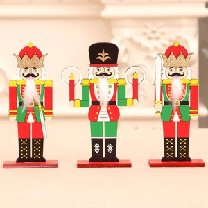 Nutcracker Soldier Christmas Wooden Ornament DIY Assembly Handcrafted Painted Decoration Red Green Glitter Holiday Tabletop
