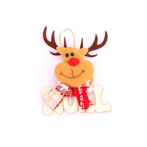 Hanging wooden NOEL letter ornament with cute felt reindeer for Christmas tree decoration