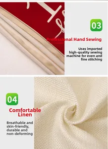 Detail of linen pillowcase with precise stitching and high-quality invisible zipper
