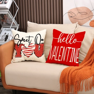 Housses de coussin Saint-Valentin en lin avec imprimés Love et Sweet On You