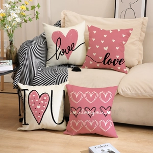 Set of 4 romantic Valentine heart throw pillow covers for sofa decorative home styling
