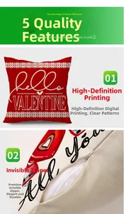 Detail view of durable linen pillowcase with high-definition heart print and hidden zipper