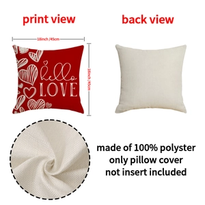 Red Valentine's Day pillow case with Hello LOVE print and white heart patterns, 18x18 inch