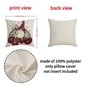 Gnome rainbow Love throw pillow cover 18x18 inch, polyester linen fabric, double-sided view