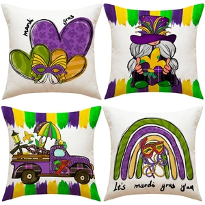 Mardi Gras Deko Kissenbezug Karneval Party Deko Herz Maske Gnom Druck Leinen-Optik Polyester Kissenhülle Sofa Dekor