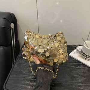 Damen Pailletten Umhängetasche Trendige Kette Abendtasche Funkelnde Achseltasche Für Party Hochzeit Bankett Glamouröse Handtasche