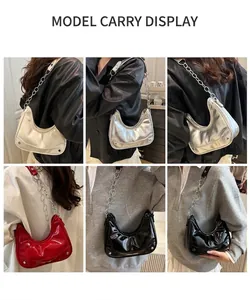 Chic crescent-shaped shoulder bags with chain straps in multiple trendy colors