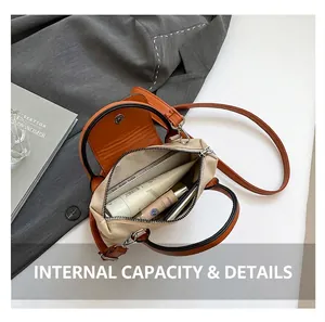 Vue de dessus du sac en nylon montrant la capacité pour téléphone et cosmétiques