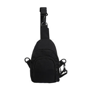 Minimalist black leopard print crossbody chest bag with adjustable shoulder strap