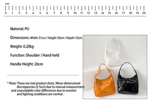 Detailed dimension guide for large PU leather tote bag with three color options