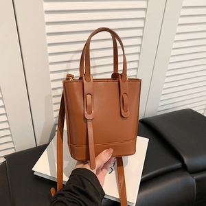 Mode Femmes PU Cuir Sac Seau Coréen Minimaliste Petit Sac Bandoulière Sac à Main Avec Poignée Supérieure pour Usage Quotidien