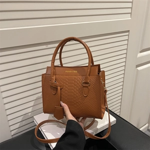 Sac à Main Femme Urbain Minimaliste en Cuir PU Gaufré Crocodile Bandoulière Élégante Surpiqûre Quotidienne Travail Tote
