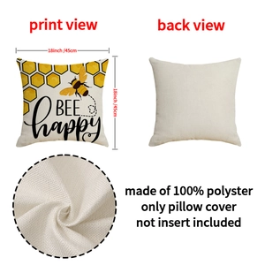 Nordic bee print pillow cover 45x45cm made of polyester with BEE happy design