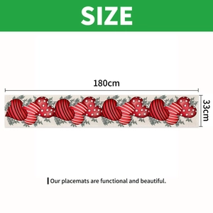 Roter Herz-Tischläufer für Valentinstag mit Maßen 180cm x 33cm in Streifen-Optik