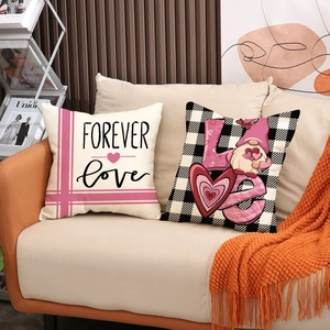 Valentine's Day decorative pillow set with Love Gnome and Forever Love heart prints