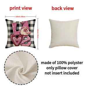Valentine's Day pillowcase with LOVE letters and gnome design, 18x18 inch polyester cover