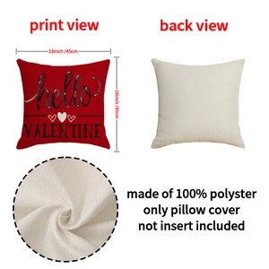 Double-sided Valentine's Day linen pillowcase with hello VALENTINE print and red heart