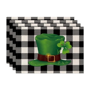 Lot de 4 sets de table Saint-Patrick avec trèfles verts et motifs à carreaux Buffalo