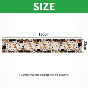 Linen Happy New Year table runner 180x33cm featuring festive champagne and gift patterns