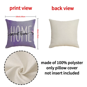 Lavendelfarbener Home Sweet Home Kissenbezug 45x45 cm mit Schmetterlingsmotiven