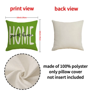 Housse de coussin verte décorative Home Sweet Home pour canapé et chaises de la maison