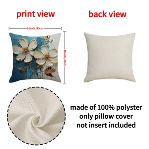 Abstrakter Kissenbezug mit Blumenmuster in Blau und Beige, 45x45 cm Polyestergewebe