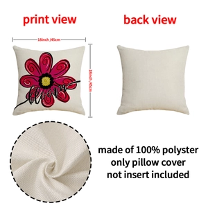 Minimalist daisy print cushion cover with pink floral bloom design for living room decor