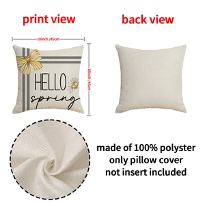 Hello Spring floral daisy cushion cover in polyester, 18x18 inches size for sofa decor