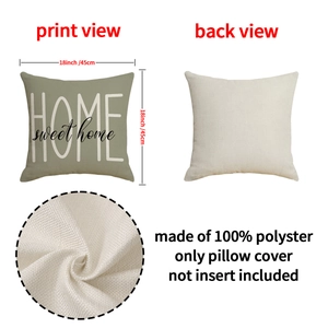 Home Sweet Home square pillow cover 18x18 inch, linen texture polyester sofa cushion case