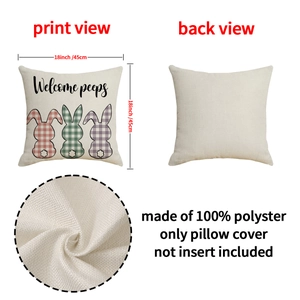 Housse de coussin Pâques 45x45 cm avec motif lapin mignon et texte Welcome Peeps chic