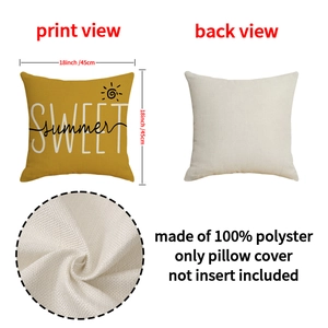 Summer themed pillow cover 18x18 inch featuring sunflower pattern and polyester fabric