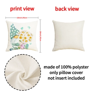 Modern 18x18 inch linen-texture gnome daisy pillow cover made of durable polyester