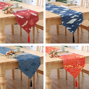 New Chinese style thick table runner with traditional patterns and tassels decoration