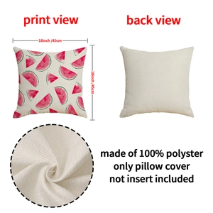 Housse de coussin carrée moderne motif pastèque en lin mélangé 45x45 cm déco