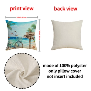 Federa per cuscino tema spiaggia mediterranea con stampa di palme e bici 45x45 cm