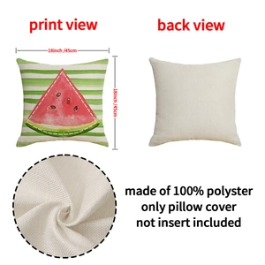 Watermelon pattern decorative throw pillow cover for sofa, 18x18 inch square cushion case