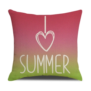 Summer fruit collection square cushion cover with bright red and green gradient design