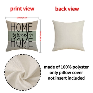 Minimalist Home Sweet Home 18x18 inch linen texture polyester cushion cover set