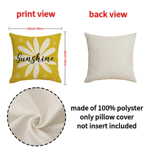 Macro detail of yellow daisy linen pillow cover with Sunshine print and fabric texture