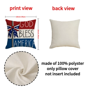 God Bless America patriotic 18x18 polyester pillow cover with stars and stripes bow