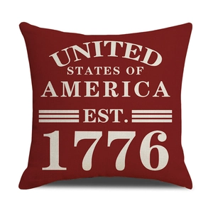 Vintage style Independence Day pillow cover in burgundy with USA 1776 print