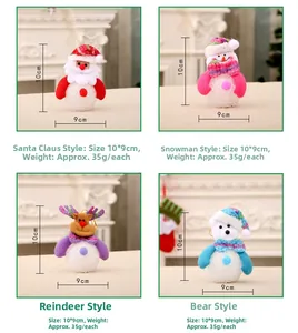 Close-up of light-up Christmas figurines with Santa and Snowman designs, size 10x9cm