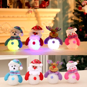 Christmas LED Light Up EVA Ornaments Santa Snowman Reindeer Bear Glowing Figurines Holiday Tree Hanging Decorations Home Party Decor