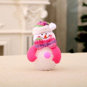Illuminated crystal EVA snowman with pink knitted hat and scarf for Christmas decor