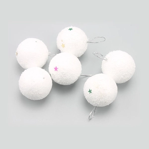 Christmas Tree Ornaments White Snowball Foam Hanging Decorative Balls With Glitter Star Sequins For Winter Holiday Home Decor