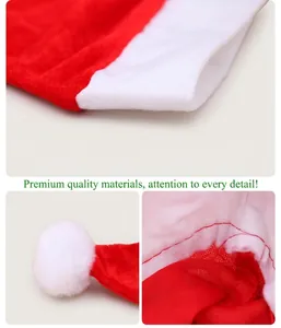 Detail of red velvet Christmas hat featuring plush white trim and inner stitching texture