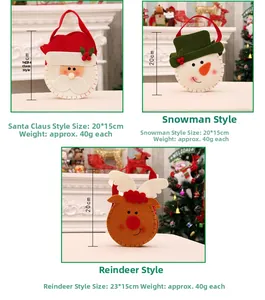Detailed view of Santa, Snowman, and Reindeer non-woven Christmas gift bags for candy storage